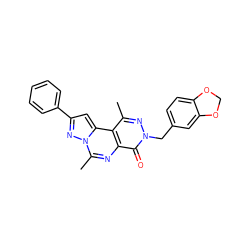 Cc1nn(Cc2ccc3c(c2)OCO3)c(=O)c2nc(C)n3nc(-c4ccccc4)cc3c12 ZINC000036242948