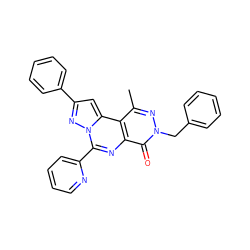 Cc1nn(Cc2ccccc2)c(=O)c2nc(-c3ccccn3)n3nc(-c4ccccc4)cc3c12 ZINC000028523421