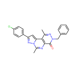 Cc1nn(Cc2ccccc2)c(=O)c2nc(C)n3nc(-c4ccc(Cl)cc4)cc3c12 ZINC000036242950