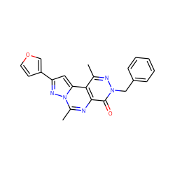 Cc1nn(Cc2ccccc2)c(=O)c2nc(C)n3nc(-c4ccoc4)cc3c12 ZINC000036242940