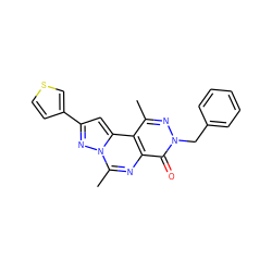 Cc1nn(Cc2ccccc2)c(=O)c2nc(C)n3nc(-c4ccsc4)cc3c12 ZINC000036242926