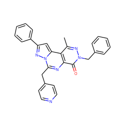 Cc1nn(Cc2ccccc2)c(=O)c2nc(Cc3ccncc3)n3nc(-c4ccccc4)cc3c12 ZINC000028523004