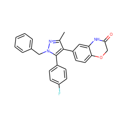 Cc1nn(Cc2ccccc2)c(-c2ccc(F)cc2)c1-c1ccc2c(c1)NC(=O)CO2 ZINC000200988192