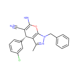 Cc1nn(Cc2ccccc2)c2c1[C@H](c1cccc(Cl)c1)C(C#N)=C(N)O2 ZINC000000970827