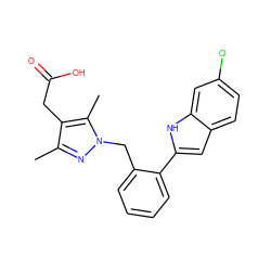 Cc1nn(Cc2ccccc2-c2cc3ccc(Cl)cc3[nH]2)c(C)c1CC(=O)O ZINC001772619655