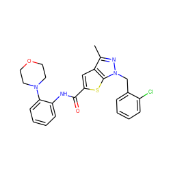 Cc1nn(Cc2ccccc2Cl)c2sc(C(=O)Nc3ccccc3N3CCOCC3)cc12 ZINC000003430628