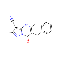 Cc1nn2c(=O)c(Cc3ccccc3)c(C)[nH]c2c1C#N ZINC000005730195