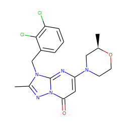 Cc1nn2c(=O)cc(N3CCO[C@H](C)C3)nc2n1Cc1cccc(Cl)c1Cl ZINC000084596883