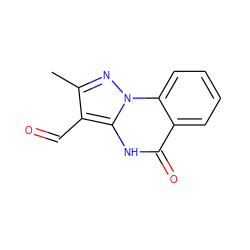 Cc1nn2c([nH]c(=O)c3ccccc32)c1C=O ZINC000008686163