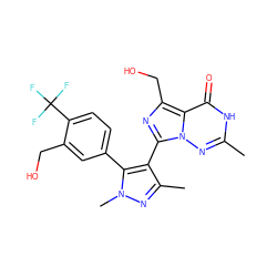 Cc1nn2c(-c3c(C)nn(C)c3-c3ccc(C(F)(F)F)c(CO)c3)nc(CO)c2c(=O)[nH]1 ZINC001772586569