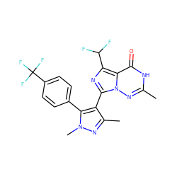 Cc1nn2c(-c3c(C)nn(C)c3-c3ccc(C(F)(F)F)cc3)nc(C(F)F)c2c(=O)[nH]1 ZINC001772611717