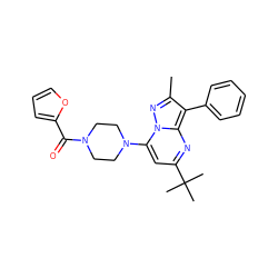 Cc1nn2c(N3CCN(C(=O)c4ccco4)CC3)cc(C(C)(C)C)nc2c1-c1ccccc1 ZINC000004295342