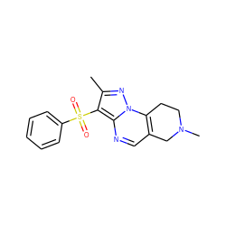 Cc1nn2c3c(cnc2c1S(=O)(=O)c1ccccc1)CN(C)CC3 ZINC000068153184