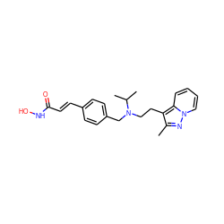 Cc1nn2ccccc2c1CCN(Cc1ccc(/C=C/C(=O)NO)cc1)C(C)C ZINC000072114736