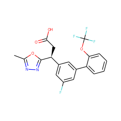 Cc1nnc([C@@H](CC(=O)O)c2cc(F)cc(-c3ccccc3OC(F)(F)F)c2)o1 ZINC001772622943