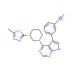 Cc1nnc([C@@H]2CCCN(c3ncnc4[nH]cc(-c5cccc(C#N)c5)c34)C2)o1 ZINC000224891255