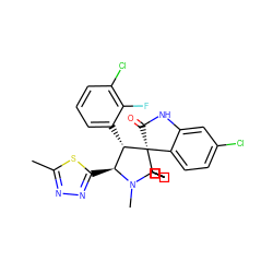 Cc1nnc([C@H]2[C@H](c3cccc(Cl)c3F)[C@]3(C(=O)Nc4cc(Cl)ccc43)C3(CCCCC3)N2C)s1 ZINC001772627987