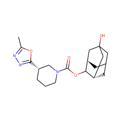 Cc1nnc([C@H]2CCCN(C(=O)OC3[C@H]4CC5C[C@H]3CC(O)(C5)C4)C2)o1 ZINC001772605284