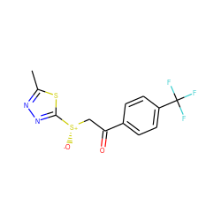 Cc1nnc([S@@+]([O-])CC(=O)c2ccc(C(F)(F)F)cc2)s1 ZINC000169327182