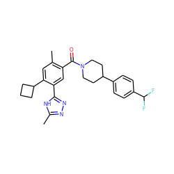 Cc1nnc(-c2cc(C(=O)N3CCC(c4ccc(C(F)F)cc4)CC3)c(C)cc2C2CCC2)[nH]1 ZINC000149357889