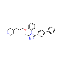 Cc1nnc(-c2ccc(-c3ccccc3)cc2)n1-c1ccccc1OCCCC1CCNCC1 ZINC000013474171