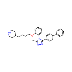 Cc1nnc(-c2ccc(-c3ccccc3)cc2)n1-c1ccccc1OCCCCC1CCNCC1 ZINC000013474172