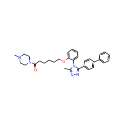 Cc1nnc(-c2ccc(-c3ccccc3)cc2)n1-c1ccccc1OCCCCCC(=O)N1CCN(C)CC1 ZINC000013474175