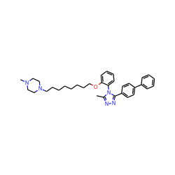 Cc1nnc(-c2ccc(-c3ccccc3)cc2)n1-c1ccccc1OCCCCCCCCN1CCN(C)CC1 ZINC000022925849