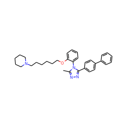 Cc1nnc(-c2ccc(-c3ccccc3)cc2)n1-c1ccccc1OCCCCCCN1CCCCC1 ZINC000026576205