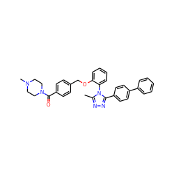 Cc1nnc(-c2ccc(-c3ccccc3)cc2)n1-c1ccccc1OCc1ccc(C(=O)N2CCN(C)CC2)cc1 ZINC000026576442