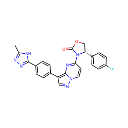 Cc1nnc(-c2ccc(-c3cnn4ccc(N5C(=O)OC[C@@H]5c5ccc(F)cc5)nc34)cc2)[nH]1 ZINC000116186010