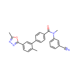 Cc1nnc(-c2ccc(C)c(-c3ccc(C(=O)N(C)c4cccc(C#N)c4)cc3)c2)o1 ZINC000029131102