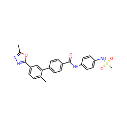 Cc1nnc(-c2ccc(C)c(-c3ccc(C(=O)Nc4ccc(NS(C)(=O)=O)cc4)cc3)c2)o1 ZINC000029131256