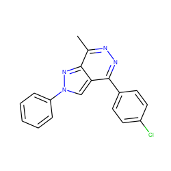 Cc1nnc(-c2ccc(Cl)cc2)c2cn(-c3ccccc3)nc12 ZINC000005792668