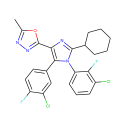 Cc1nnc(-c2nc(C3CCCCC3)n(-c3cccc(Cl)c3F)c2-c2ccc(F)c(Cl)c2)o1 ZINC000116171201