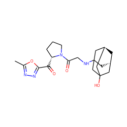 Cc1nnc(C(=O)[C@@H]2CCCN2C(=O)CNC23C[C@H]4C[C@@H](CC(O)(C4)C2)C3)o1 ZINC000101134670