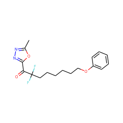 Cc1nnc(C(=O)C(F)(F)CCCCCCOc2ccccc2)o1 ZINC000059181941