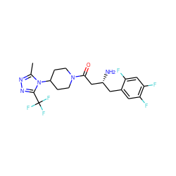 Cc1nnc(C(F)(F)F)n1C1CCN(C(=O)C[C@H](N)Cc2cc(F)c(F)cc2F)CC1 ZINC000299852382