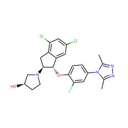 Cc1nnc(C)n1-c1ccc(O[C@H]2c3cc(Cl)cc(Cl)c3C[C@@H]2N2CC[C@@H](O)C2)c(F)c1 ZINC000118258025