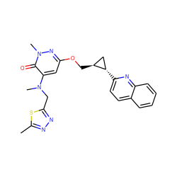 Cc1nnc(CN(C)c2cc(OC[C@H]3C[C@@H]3c3ccc4ccccc4n3)nn(C)c2=O)s1 ZINC000218468667