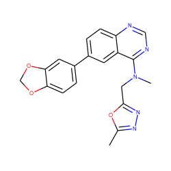 Cc1nnc(CN(C)c2ncnc3ccc(-c4ccc5c(c4)OCO5)cc23)o1 ZINC000036382588