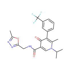 Cc1nnc(CNC(=O)c2cn(C(C)C)c(C)c(-c3cccc(C(F)(F)F)c3)c2=O)o1 ZINC000149804273