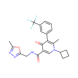 Cc1nnc(CNC(=O)c2cn(C3CCC3)c(C)c(-c3cccc(C(F)(F)F)c3)c2=O)o1 ZINC000149812345