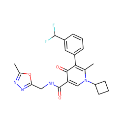 Cc1nnc(CNC(=O)c2cn(C3CCC3)c(C)c(-c3cccc(C(F)F)c3)c2=O)o1 ZINC000149812563