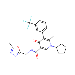 Cc1nnc(CNC(=O)c2cn(C3CCCC3)c(C)c(-c3cccc(C(F)(F)F)c3)c2=O)o1 ZINC000149807465