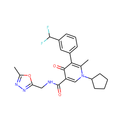 Cc1nnc(CNC(=O)c2cn(C3CCCC3)c(C)c(-c3cccc(C(F)F)c3)c2=O)o1 ZINC000149807687