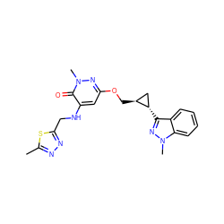 Cc1nnc(CNc2cc(OC[C@H]3C[C@@H]3c3nn(C)c4ccccc34)nn(C)c2=O)s1 ZINC000221915011