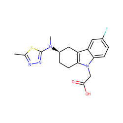 Cc1nnc(N(C)[C@@H]2CCc3c(c4cc(F)ccc4n3CC(=O)O)C2)s1 ZINC000118888210