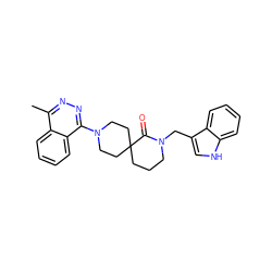 Cc1nnc(N2CCC3(CCCN(Cc4c[nH]c5ccccc45)C3=O)CC2)c2ccccc12 ZINC000096173195