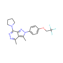 Cc1nnc(N2CCCC2)c2nn(-c3ccc(OCC(F)(F)F)cc3)c(C)c12 ZINC000072110908